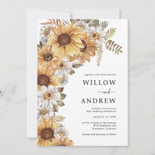 Sunflower Rustic Wedding Invitations