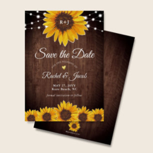 Sunflower Rustic Wedding Save the Date Invitation