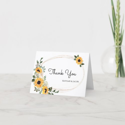 Sunflower Rustic Wedding Thank You Card