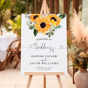 Sunflower Rustic Wedding Welcome Sign