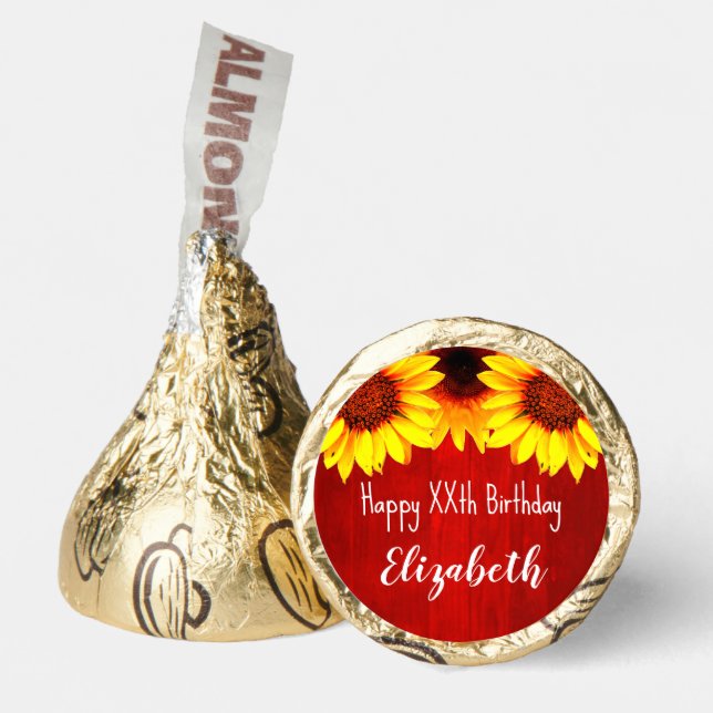 Sunflower Rustic Wood Birthday Hershey®'s Kisses® (Front)