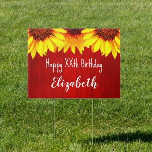 Sunflower Rustic Wood Birthday Sign