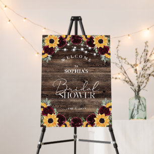 Sunflower Rustic Wood Bridal Shower Welcome Sign
