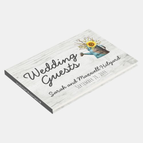 Sunflower  Rustic Wood Farm Country Wedding Guest Book