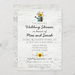 Sunflower & Rustic Wood Farm Wedding Shower Invite