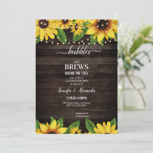 Sunflower Rustic Wood String Engagement Party Invitation