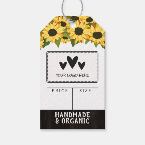 Sunflower  Rustic Wood Your Logo Gift Tags