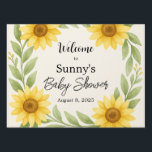 Sunflower Sage Baby Shower Welcome Sign<br><div class="desc">Greet your guests with this beautiful sunflower baby shower welcome sign! Hand-painted watercolor sunflowers and greenery frame your custom message on a rustic cream background. Ideal for farmhouse or outdoor baby showers. Customize the text with your own greeting for a warm and stylish entrance.</div>