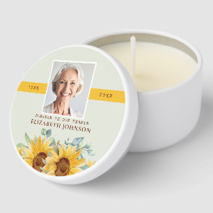 Sunflower Sage Green Funeral Memorial Photo Mini Candle Favors