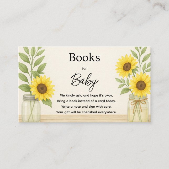 Sunflower & Sage Rustic Book for Baby Card (Front)