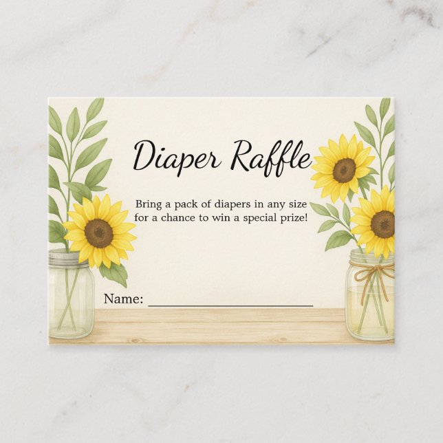 Sunflower & Sage Rustic Diaper Raffle Card  (Front)