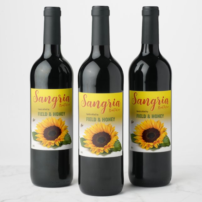 Sunflower Sangria Fruit Wine Label (Bottles)