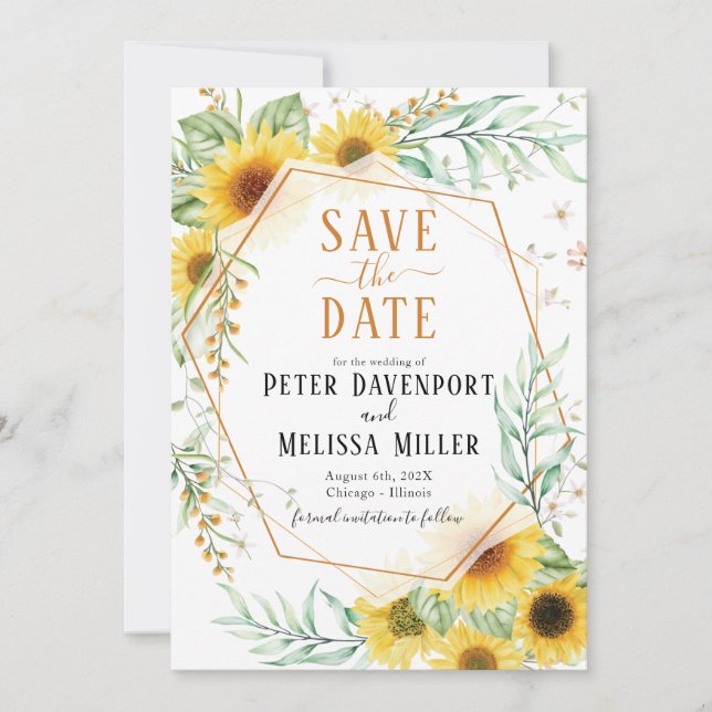 Sunflower Save the Date Announcement (Front)