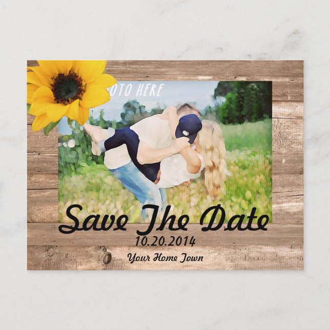 Sunflower Save The Date Announcement Postcard (Front)