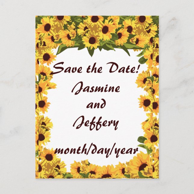 Sunflower Save the Date! Announcement Postcard (Front)