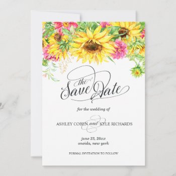 Sunflower Save The Date Card by LangDesignShop at Zazzle