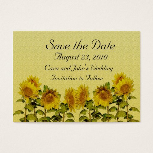 Customizable Sunflower Save the Date Card Business Cards