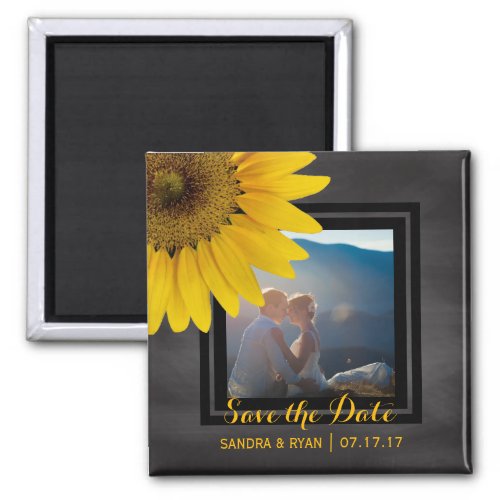 Sunflower Save the Date Country Wedding Photo Magnet