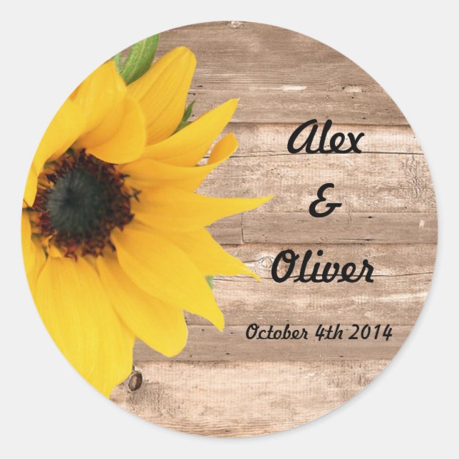 Sunflower Save the date envelope sticker (Front)