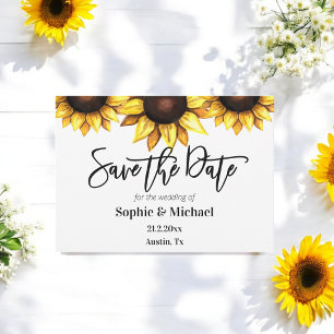 Sunflower Save the Date Floral Wedding Announcement