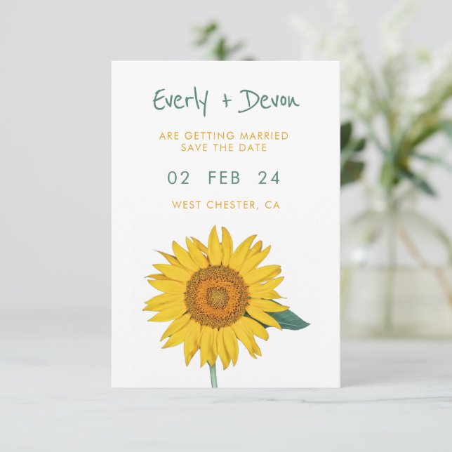 Sunflower Save The Date Invitation (Standing Front)