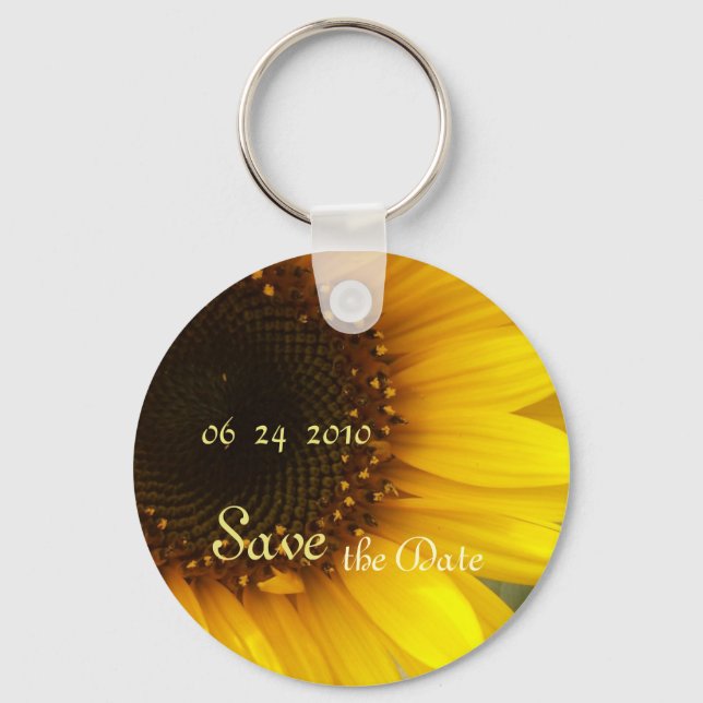 Sunflower Save the Date Keychain (Front)