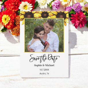 Sunflower Save the Date Photo Floral Announcement