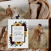 Sunflower Save the Date Photo Rustic Country Cards