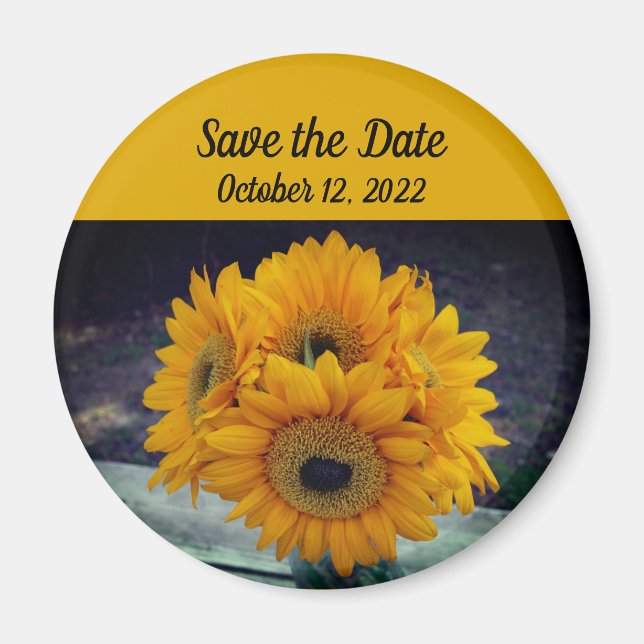 Sunflower Save the Date Sunflowers Event Favor Magnet (Front)