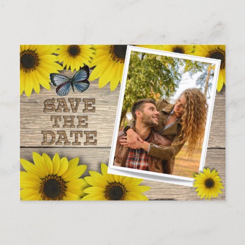 Sunflower Save The Date Wedding Announcement Postcard