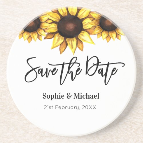 Sunflower Save the Date Wedding  Coaster