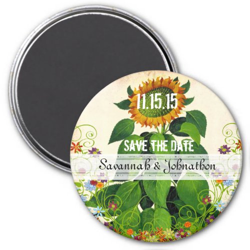 Sunflower Save the Date Wedding Magnet