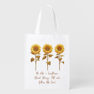 Sunflower & Saying Grocery Bag