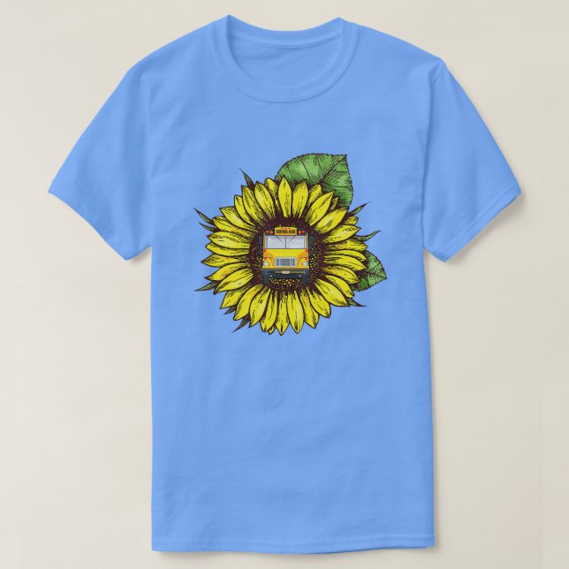 Sunflower School Bus Idea Gift For Bus Drivers  T-Shirt (Design Front)