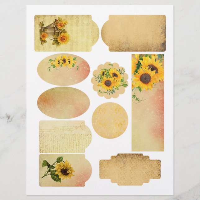 Sunflower Scrapbook Embellishments Sheet (Front)