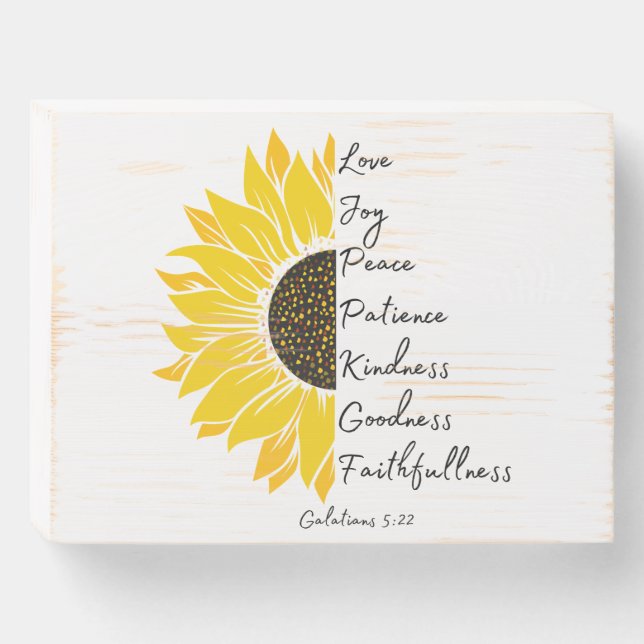Sunflower Scripture Wooden Box Sign (Front Horizontal)