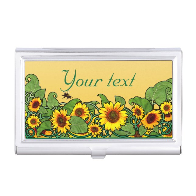 Sunflower Scroll Business Card Case (Front)