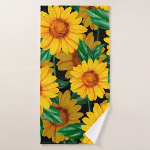 Sunflower seamless pattern Background with yellow Bath Towel