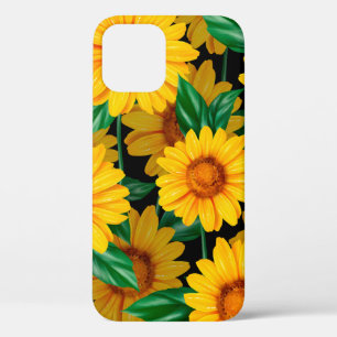 Sunflower seamless pattern. Background with yellow iPhone 12 Case