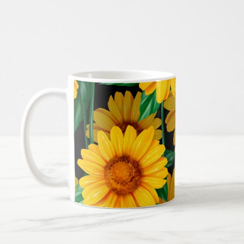 Sunflower seamless pattern Background with yellow Coffee Mug