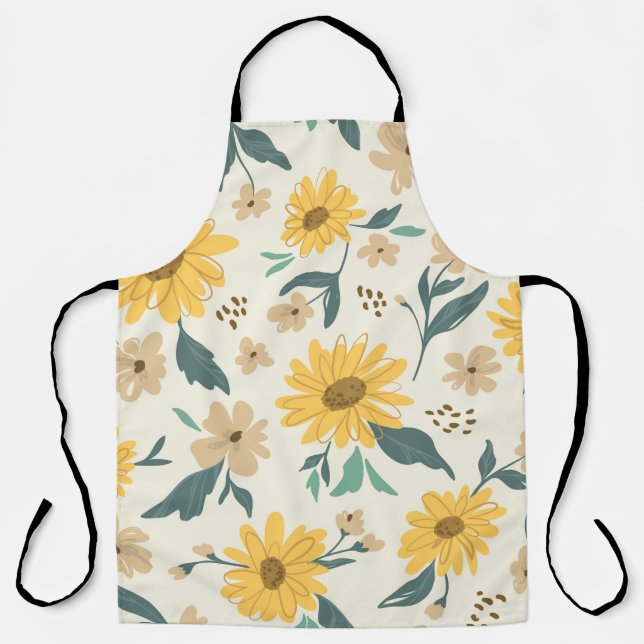 Sunflower seamless pattern. Yellow daisy on off wh Apron (Front)