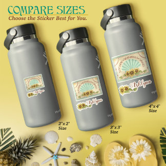 Sunflower Seashell Vintage Vibes Personalized Name Sticker