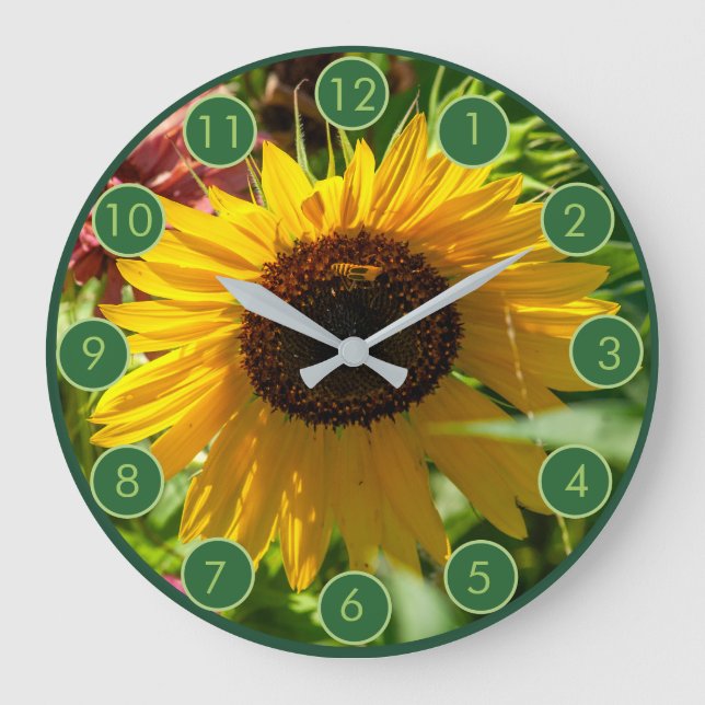 Sunflower Season Year-Round  Large Clock (Front)