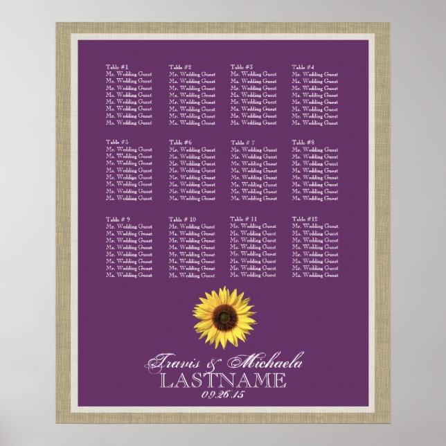 Sunflower Seat Chart with Changeable Color (Front)