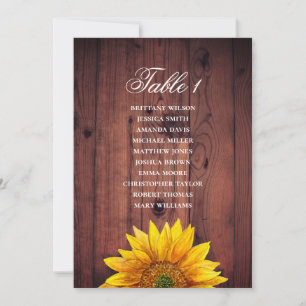 Sunflower seating chart. Rustic wedding wood barn Invitation