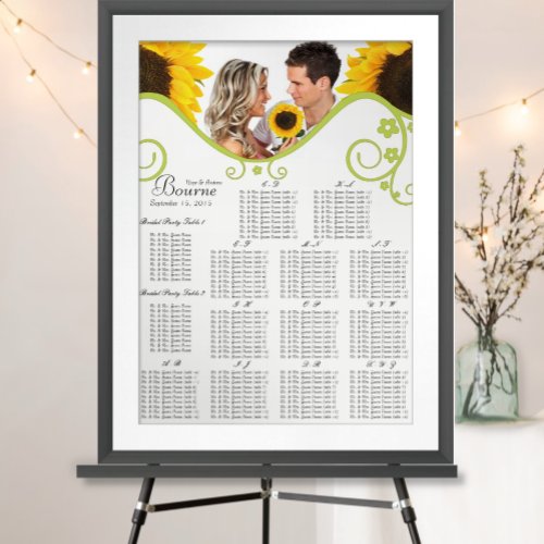 Sunflower Seating Chart Table Number Alphabetical
