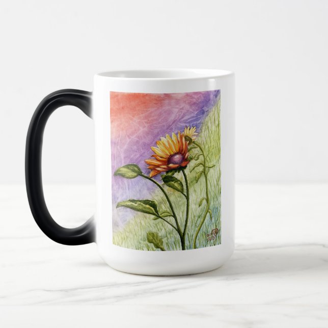 Sunflower Secrets at Sunset Color Morph Mug (Left)
