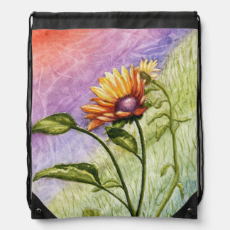 Sunflower Secrets at Sunset Drawstring Bag