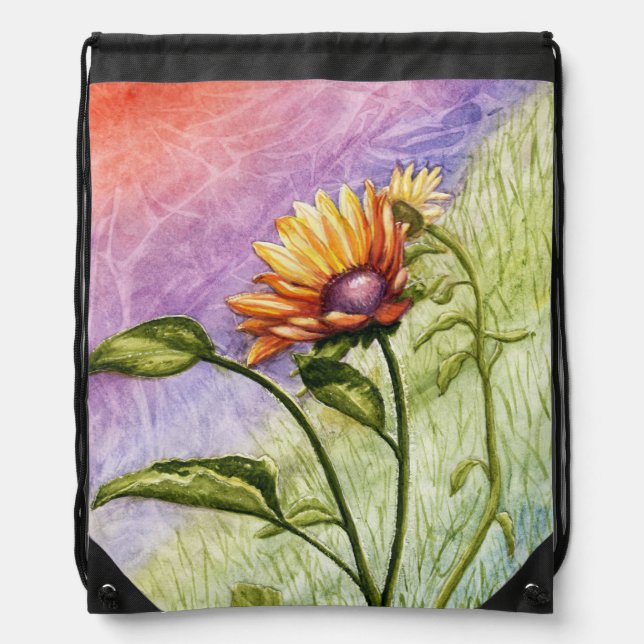 Sunflower Secrets at Sunset Drawstring Bag (Front)