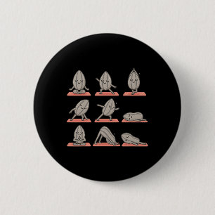 Sunflower Seed Doing Yoga Vegan Kawaii Zen Button